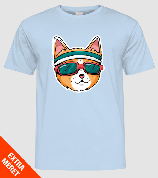 Pisică Cool model albastru deschis pe tricou