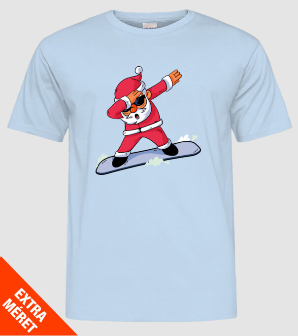 Moș Crăciun Snowboard DAB tricou amuzant model albastru deschis pe tricou