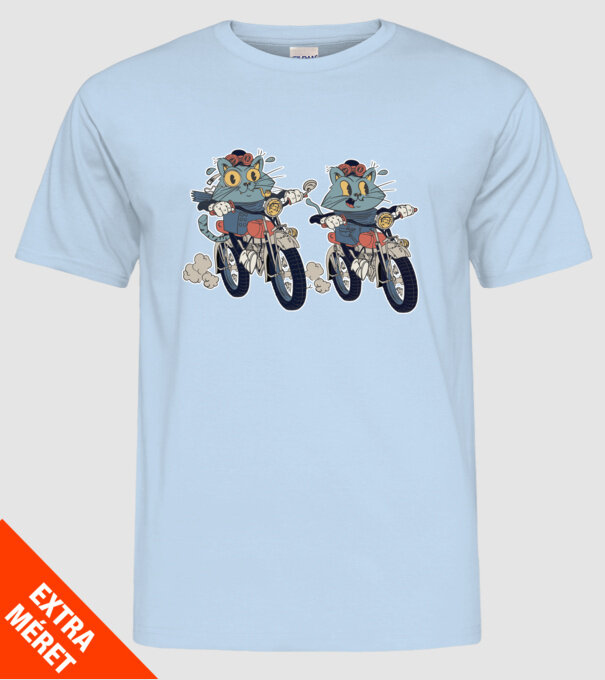 Pisicuțe motocicliste model albastru deschis pe tricou