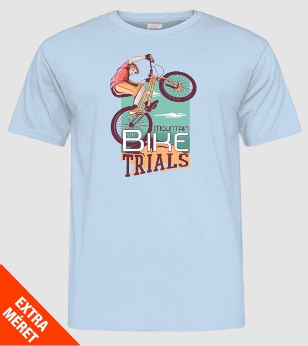 Truc Mountainbike model albastru deschis pe tricou