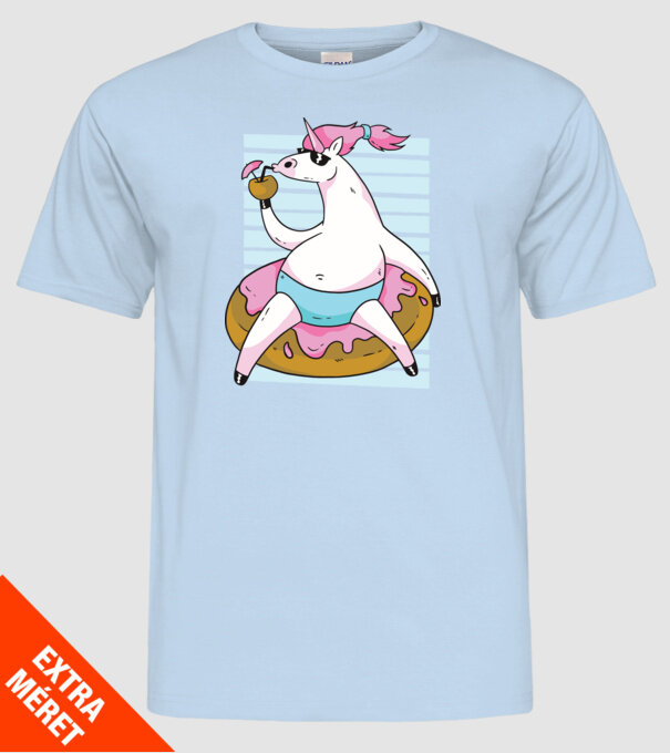 Unicorn în vacanță model albastru deschis pe tricou