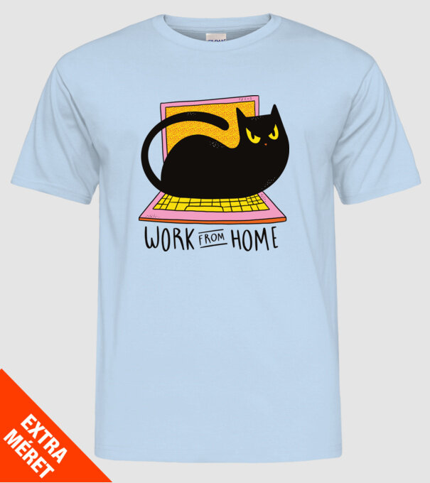 Home offfice cu pisică model albastru deschis pe tricou