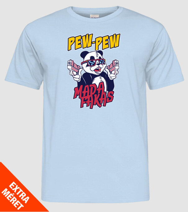 Pew Pew Pew Madafakas Panda model albastru deschis pe tricou