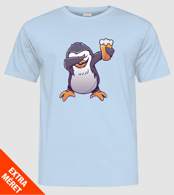 Pinguin cu Bere DAB model albastru deschis pe tricou