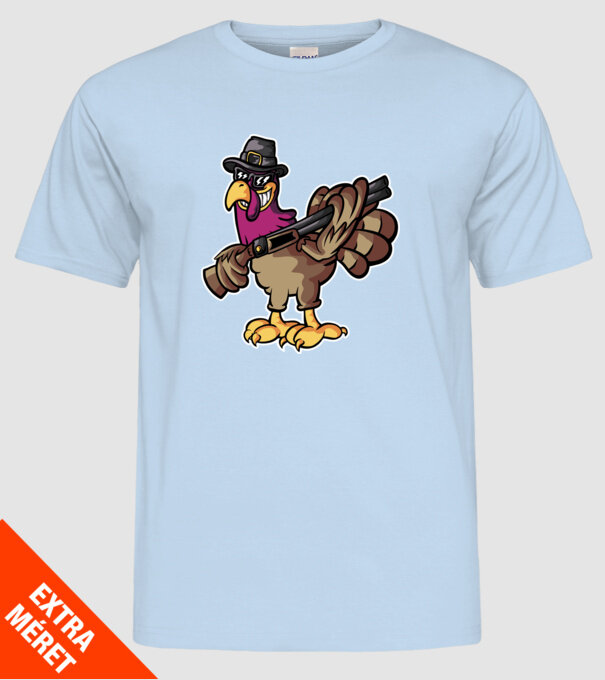 Shotgun Curcan model albastru deschis pe tricou