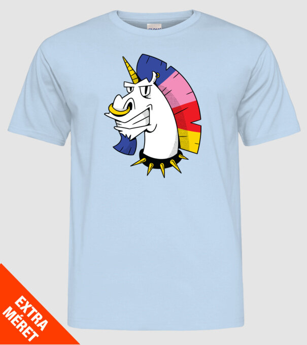 Punk unicorn model albastru deschis pe tricou