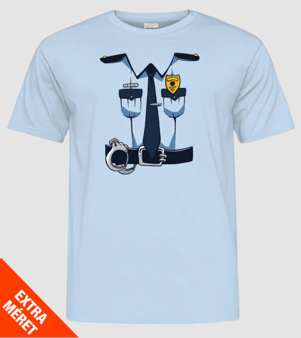 Costum de polițist pentru Halloween model albastru deschis pe tricou