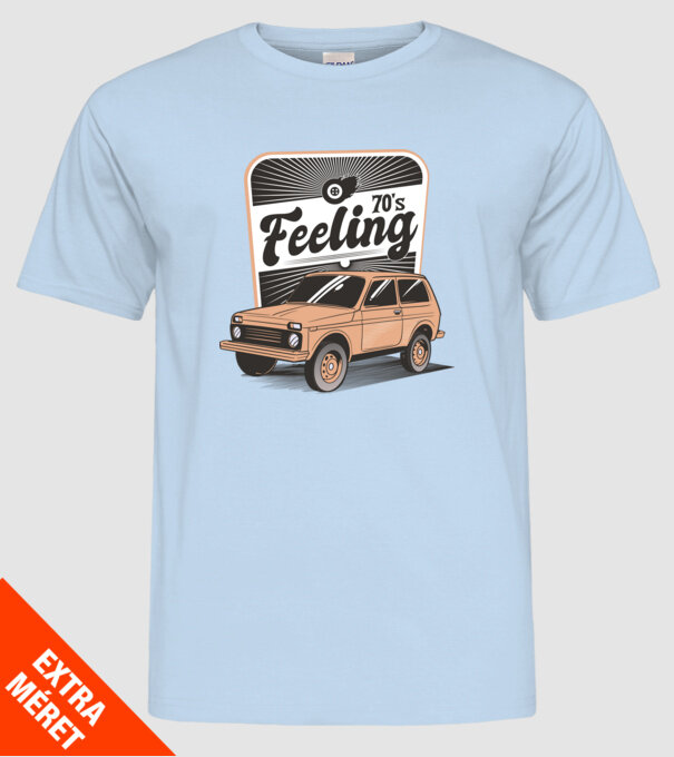 Mașină Retro anii 70 Lada Niva model albastru deschis pe tricou