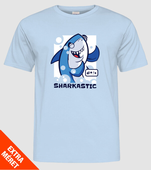 Sharkastic - Rechinul sarcastic model albastru deschis pe tricou