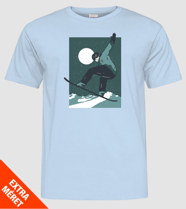 Săritură Snowboard model albastru deschis pe tricou