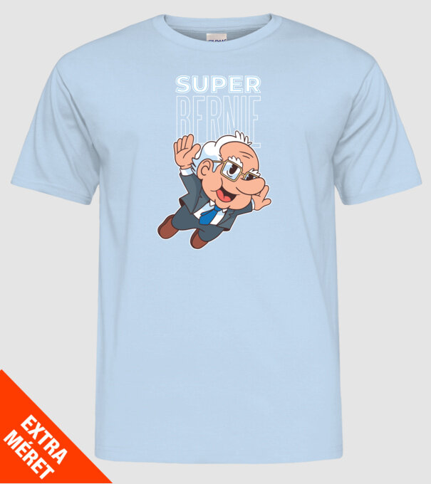 Super Bernie Sanders model albastru deschis pe tricou