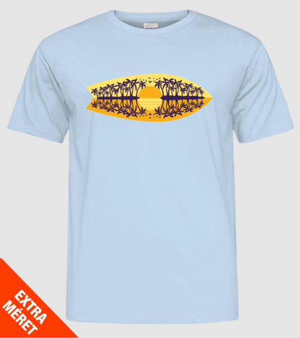 Surfboard model albastru deschis pe tricou