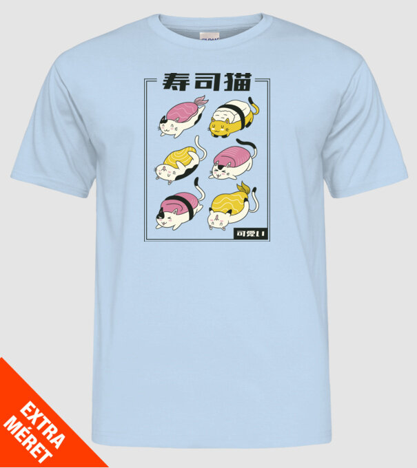 Pisicuțe Sushi model albastru deschis pe tricou