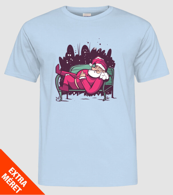 Moș Crăciun doarme model albastru deschis pe tricou