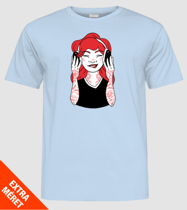 Fată Gamer tatuată model albastru deschis pe tricou