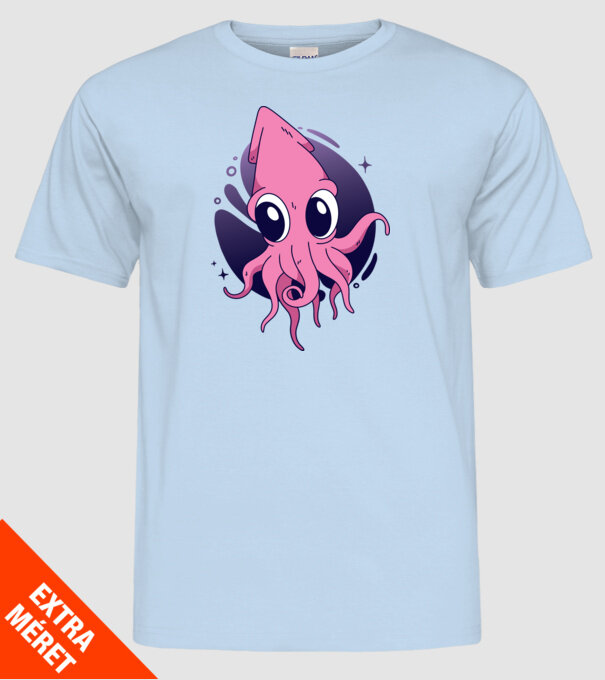 Calmar model albastru deschis pe tricou