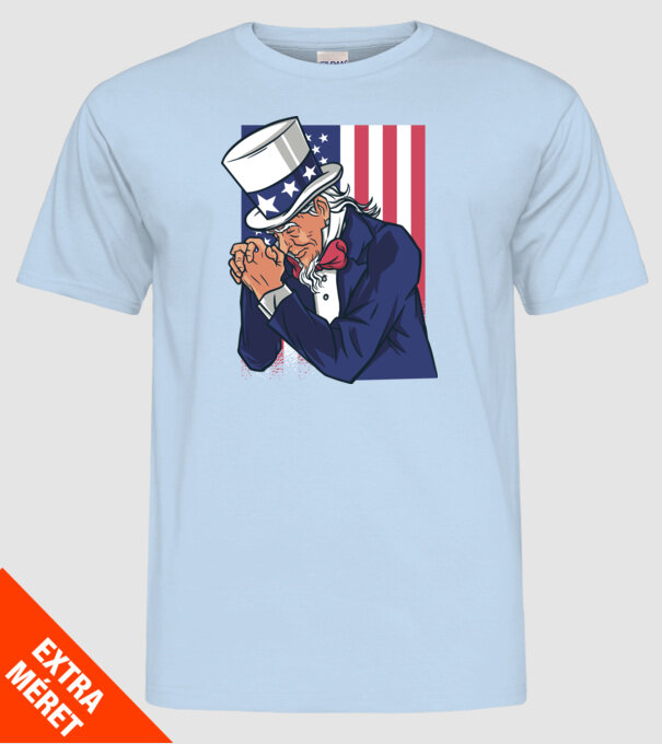 Uncle Sam se roagă model albastru deschis pe tricou