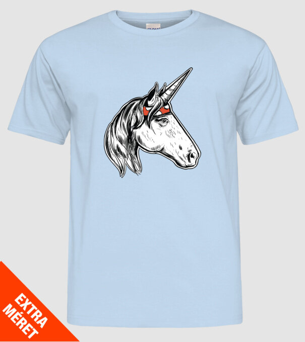 Cal Unicorn model albastru deschis pe tricou