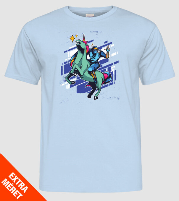 Unicorn Ninja model albastru deschis pe tricou