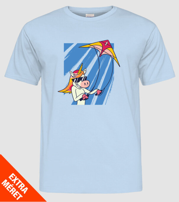 Unicorn lansează zmeie tricou drăguț model albastru deschis pe tricou