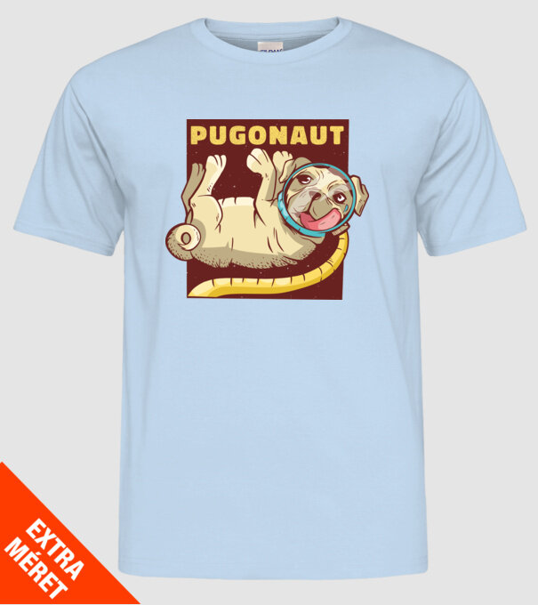 Mops Astronaut model albastru deschis pe tricou