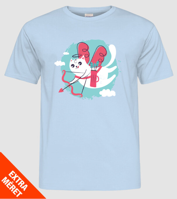 Pisică Valentin model albastru deschis pe tricou