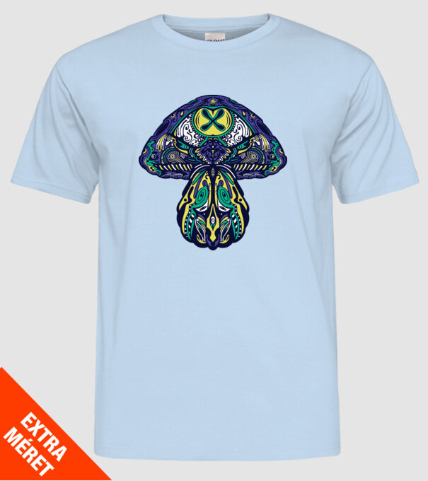 Ciupercă magică model albastru deschis pe tricou