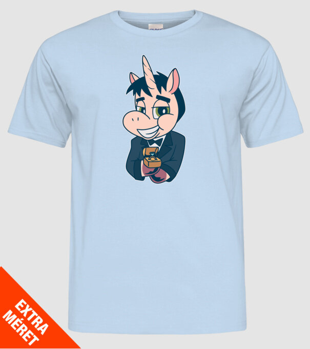 Mire unicorn model albastru deschis pe tricou