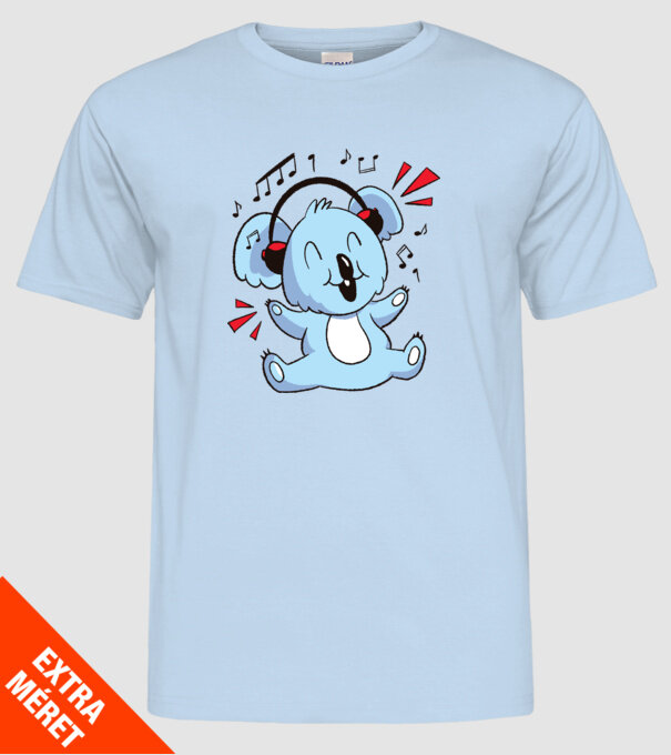 Koala iubitor de muzică model albastru deschis pe tricou