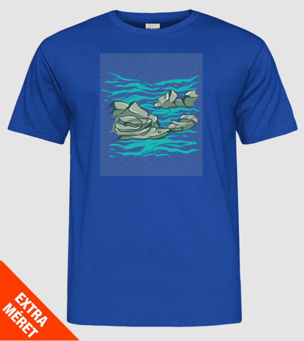Oceanul cu Stânci model albastru regal pe tricou