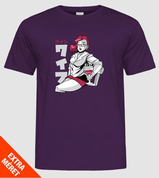 Anime fată cu vin model mov pe tricou
