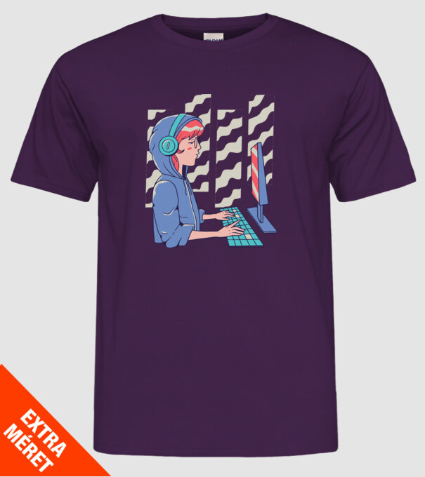 Anime Programator fată model mov pe tricou