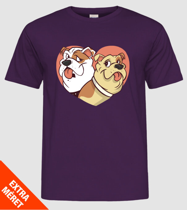 Dragoste Bulldog model mov pe tricou