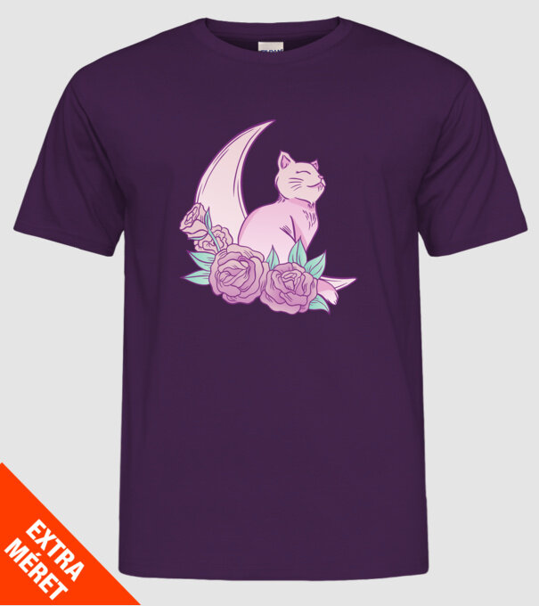 Pisică pe lună model mov pe tricou