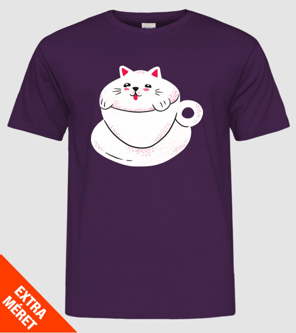 Tricou cafea cu pisică drăguță model mov pe tricou