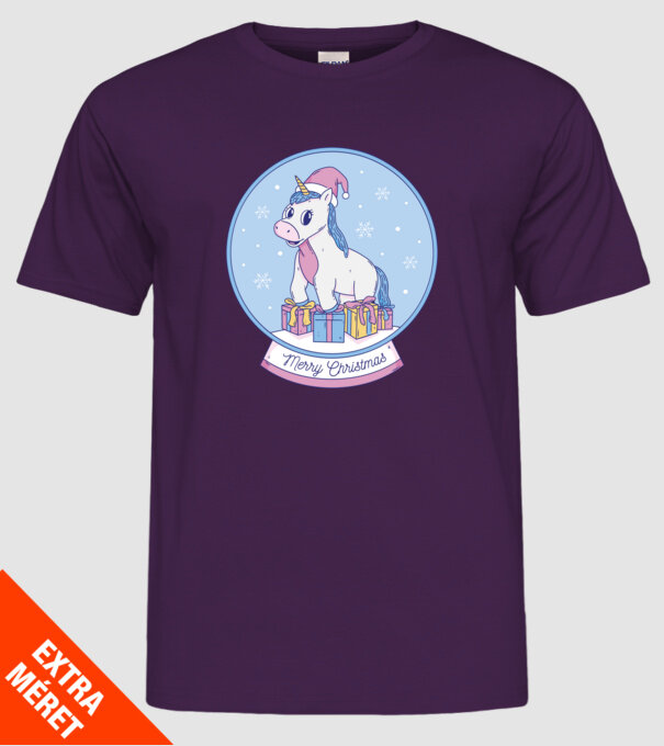 Glob de zăpadă drăguț, de Crăciun, cu Unicorn model mov pe tricou