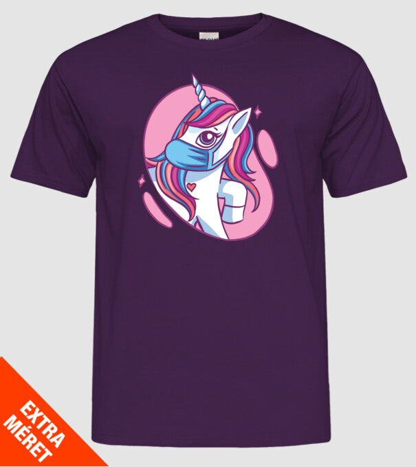 Unicorn drăguț cu mască model mov pe tricou