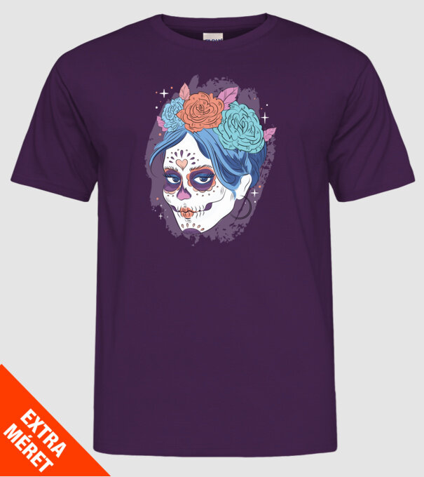 Dia de Los Muertos - Craniu cu flori model mov pe tricou