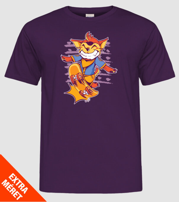 Vulpe Skateboarder model mov pe tricou
