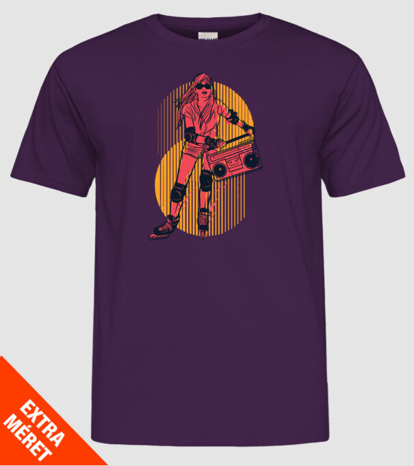 Fată skate model mov pe tricou