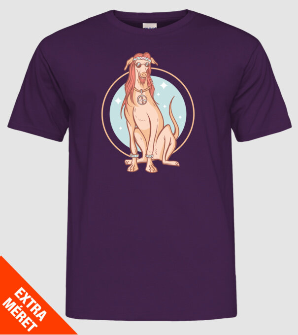 Câine Ogar Hippy model mov pe tricou