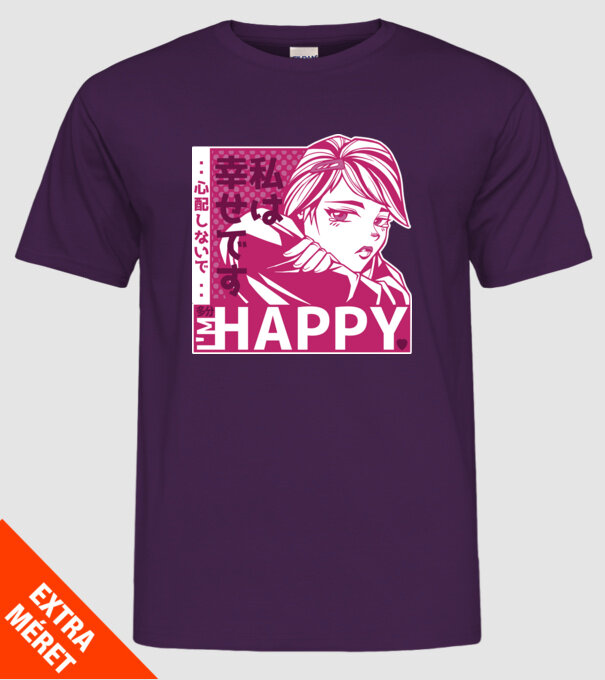 'I''m happy fată Anime antisocială' model mov pe tricou