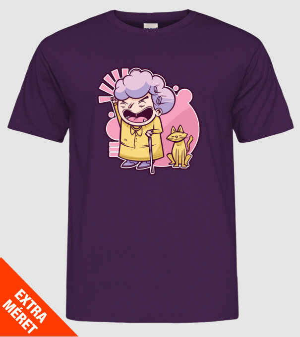Bunică cu pisică model mov pe tricou