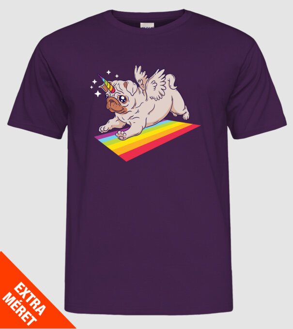 Pugicorn - mops unicorn model mov pe tricou