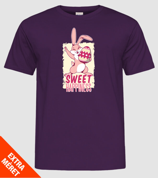Sweet Happiness pentru Paște tricou cu iepuraș model mov pe tricou