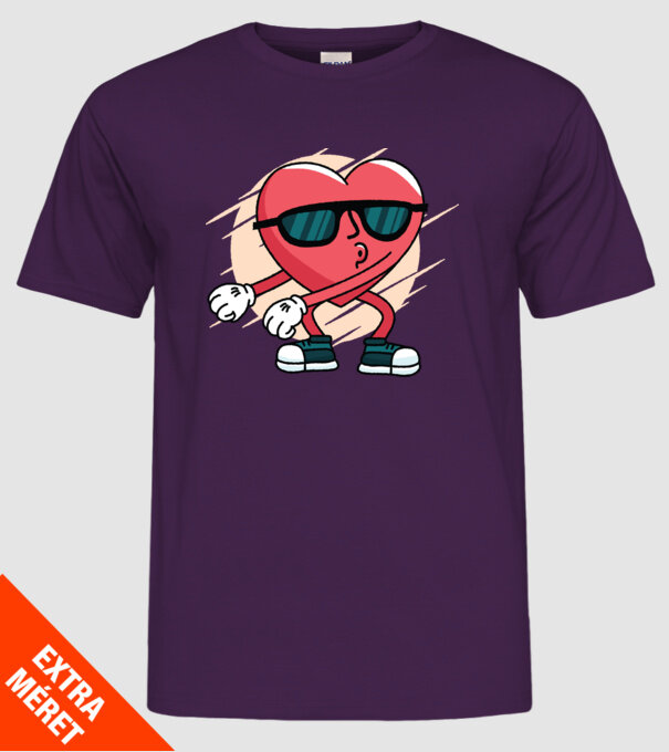 Inimă DAB Floss Heart tricou model mov pe tricou