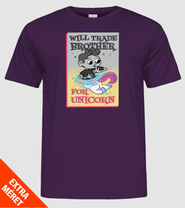 Îl ofer la schimb pe fratele meu pentru un unicorn model mov pe tricou