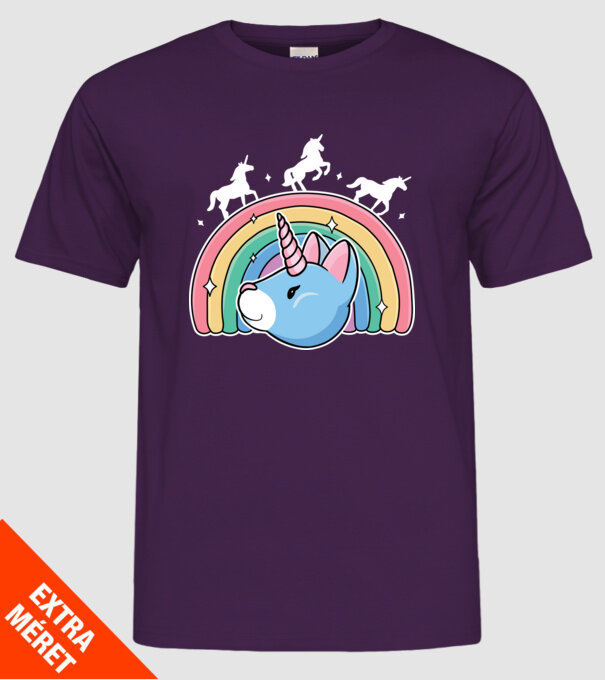 Pisică Unicorn model mov pe tricou