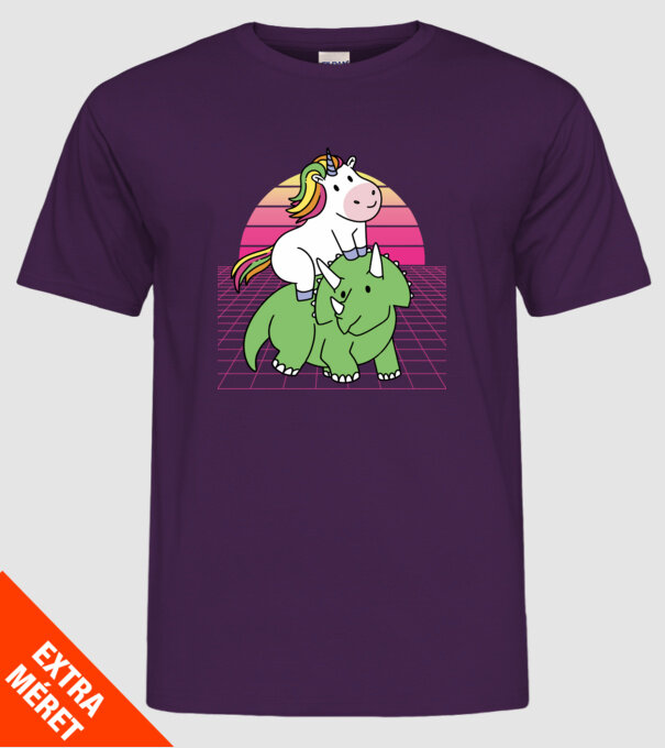 Unicorn pe dinozaur retro model mov pe tricou