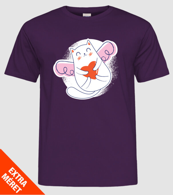 Pisică Valentin model mov pe tricou